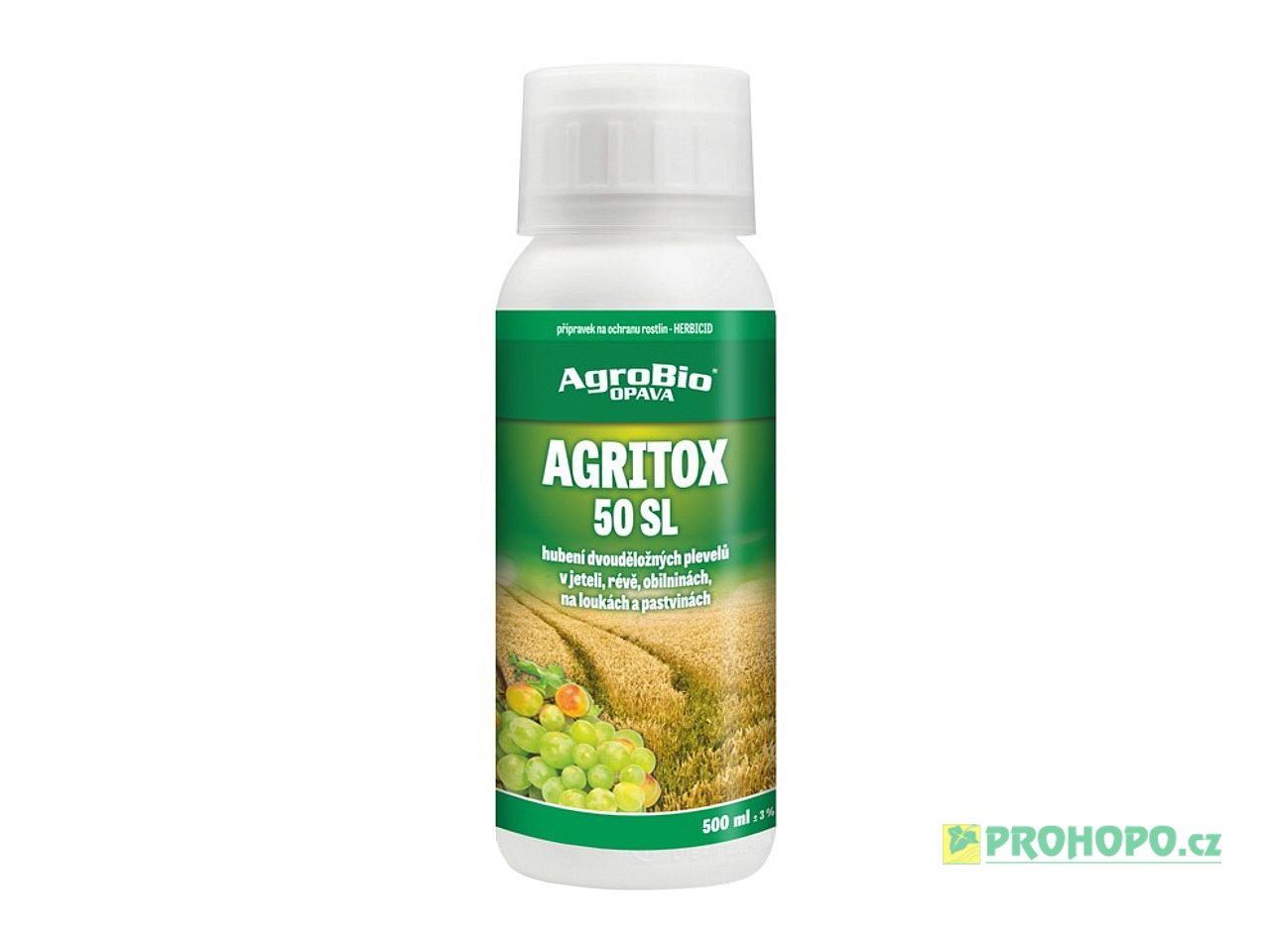 Agritox 50 SL 500ml - k hubení dvouděložných plevelů v jeteli, révě, na loukách a pastvinách