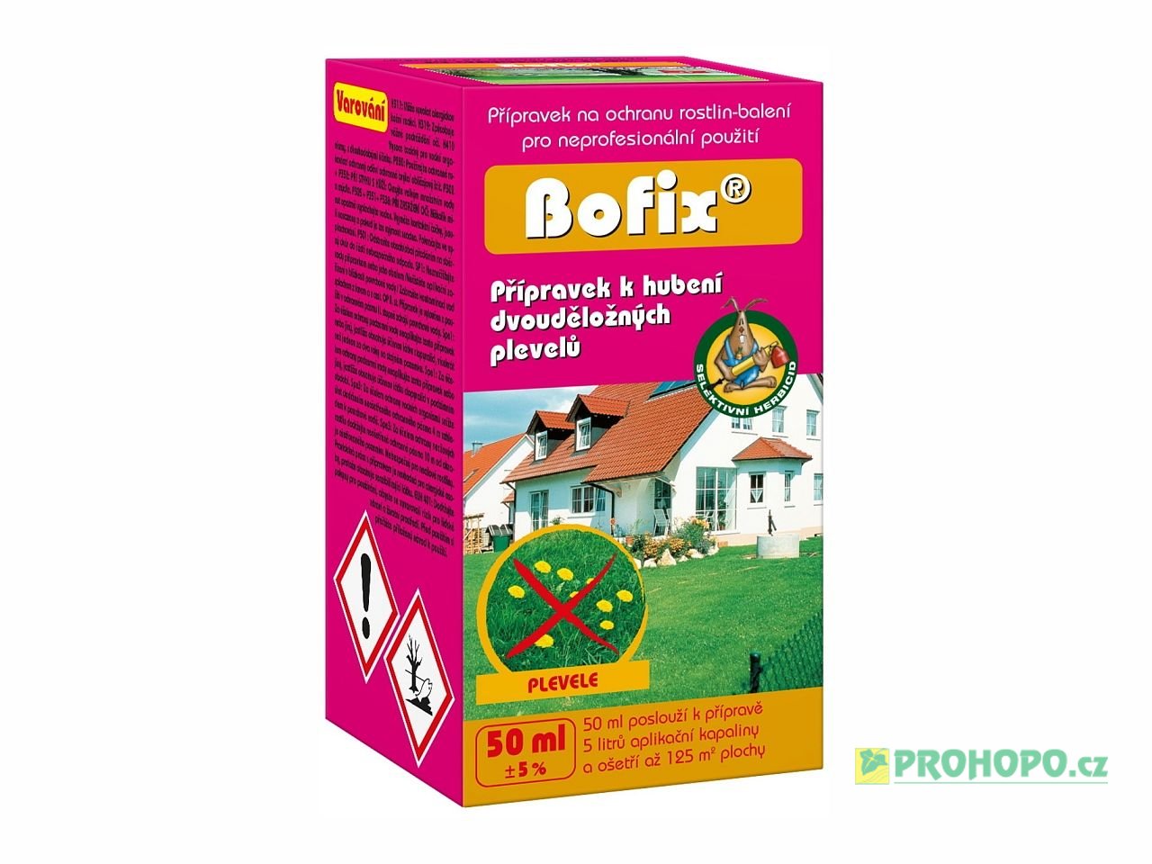 Bofix 50ml - trojkombinace účinných látek k hubení dvouděložných plevelů v trávnících