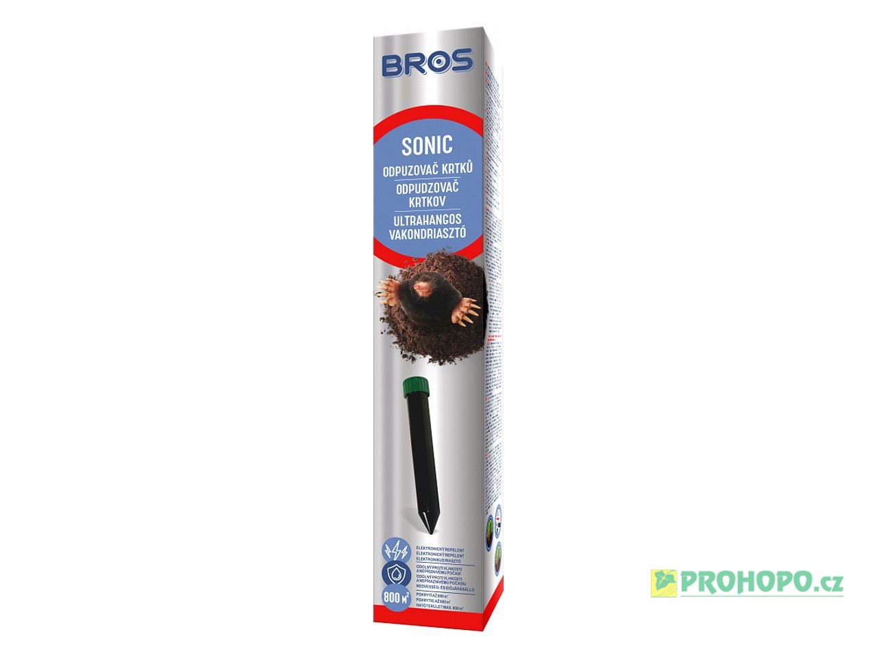 BROS Plašič krtků Sonic bateriový + 3 baterie  LR20