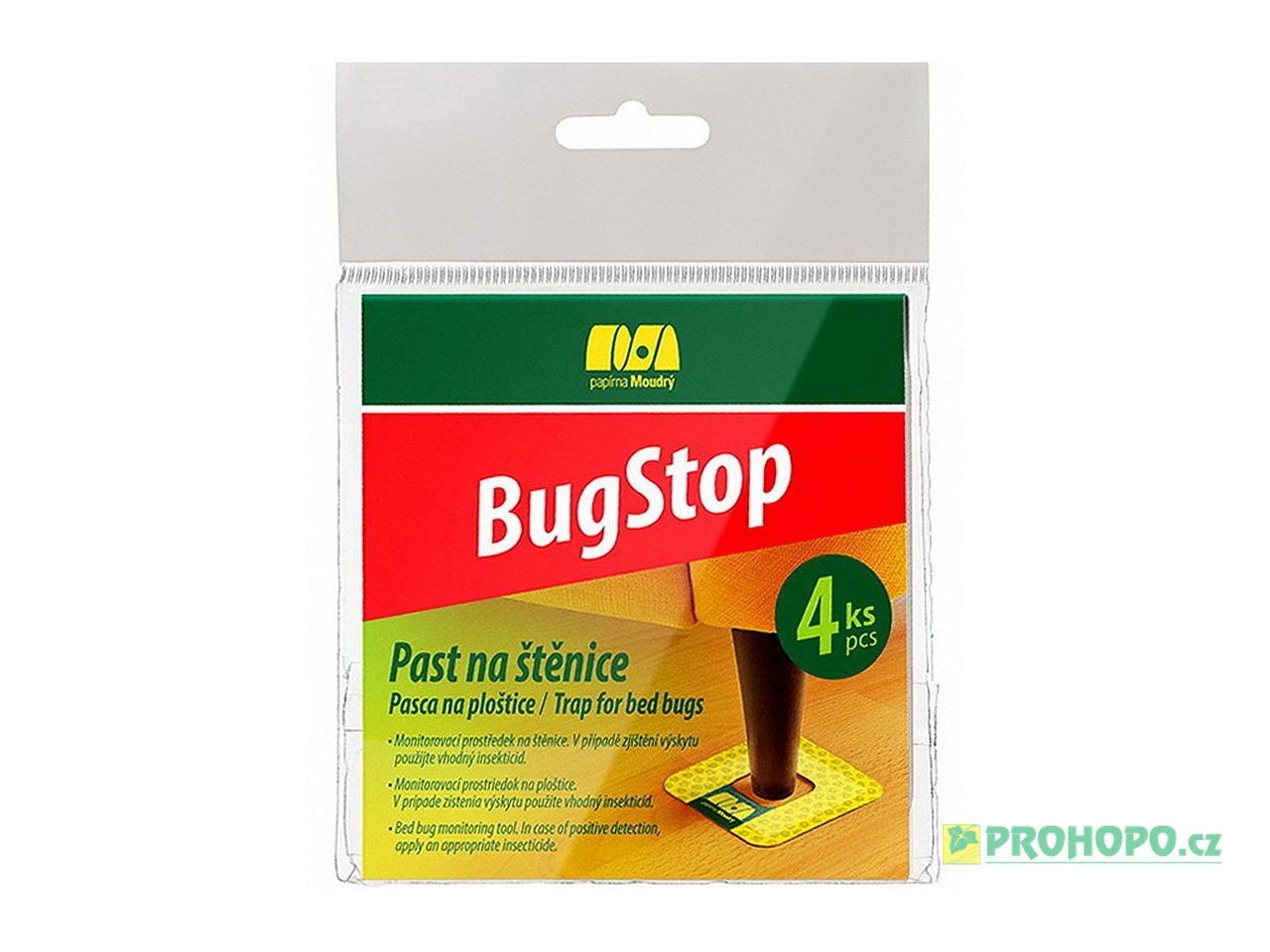 BugStop lepová past na štěnice 4ks. - k prevenci proti zamoření postelové matrace štěnicemi