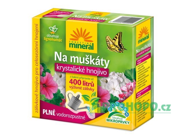 FORESTINA Mineral Krystalické hnojivo s Lignohumátem na muškáty a jiné balkonové rostliny 400g