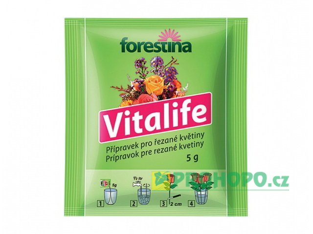FORESTINA Vitalife 5g - krystalický prášek rozpustný ve vodě pro výživu řezaných rostlin