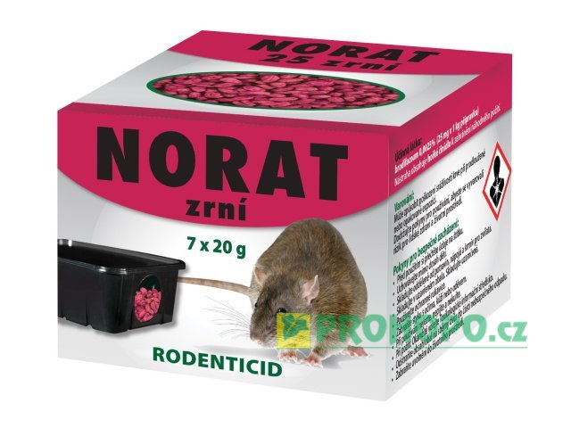 Norat 25 Zrní 7x20g - pšeničná deratizační nástraha do suchého prostředí