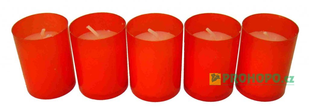 Svíčka hřbitovní kalíšek červený 35g  5ks.